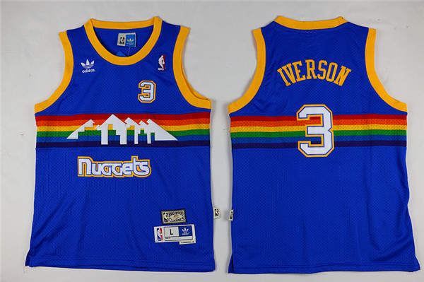 Youth Denver Nuggets Adidas #3 Iverson blue NBA Jersey->youth nba jersey->Youth Jersey